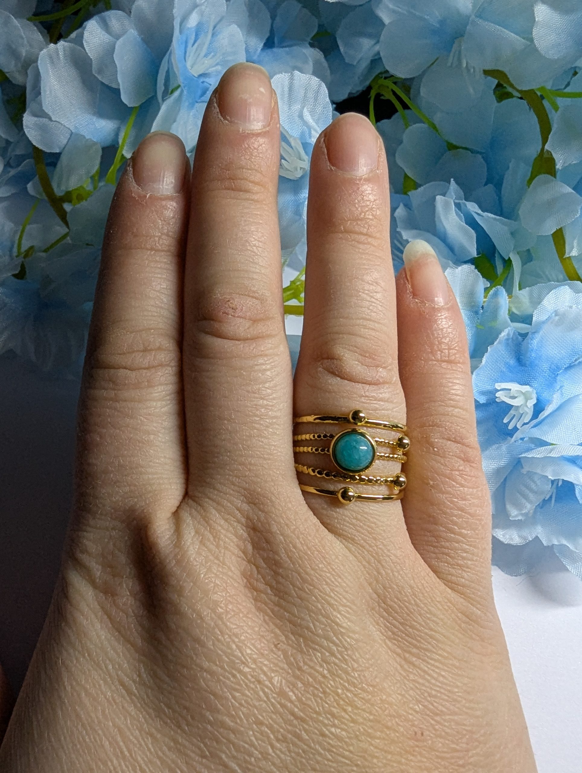 bague avec pierre amazonite