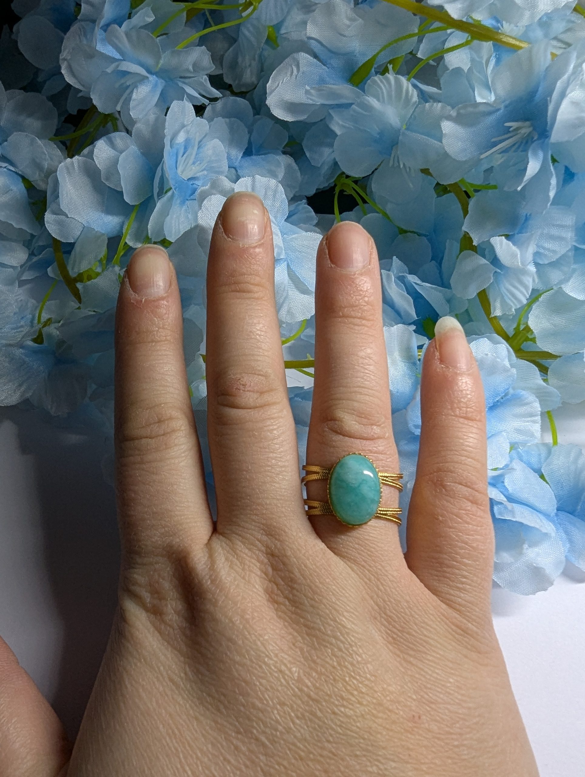 bague avec pierre amazonite