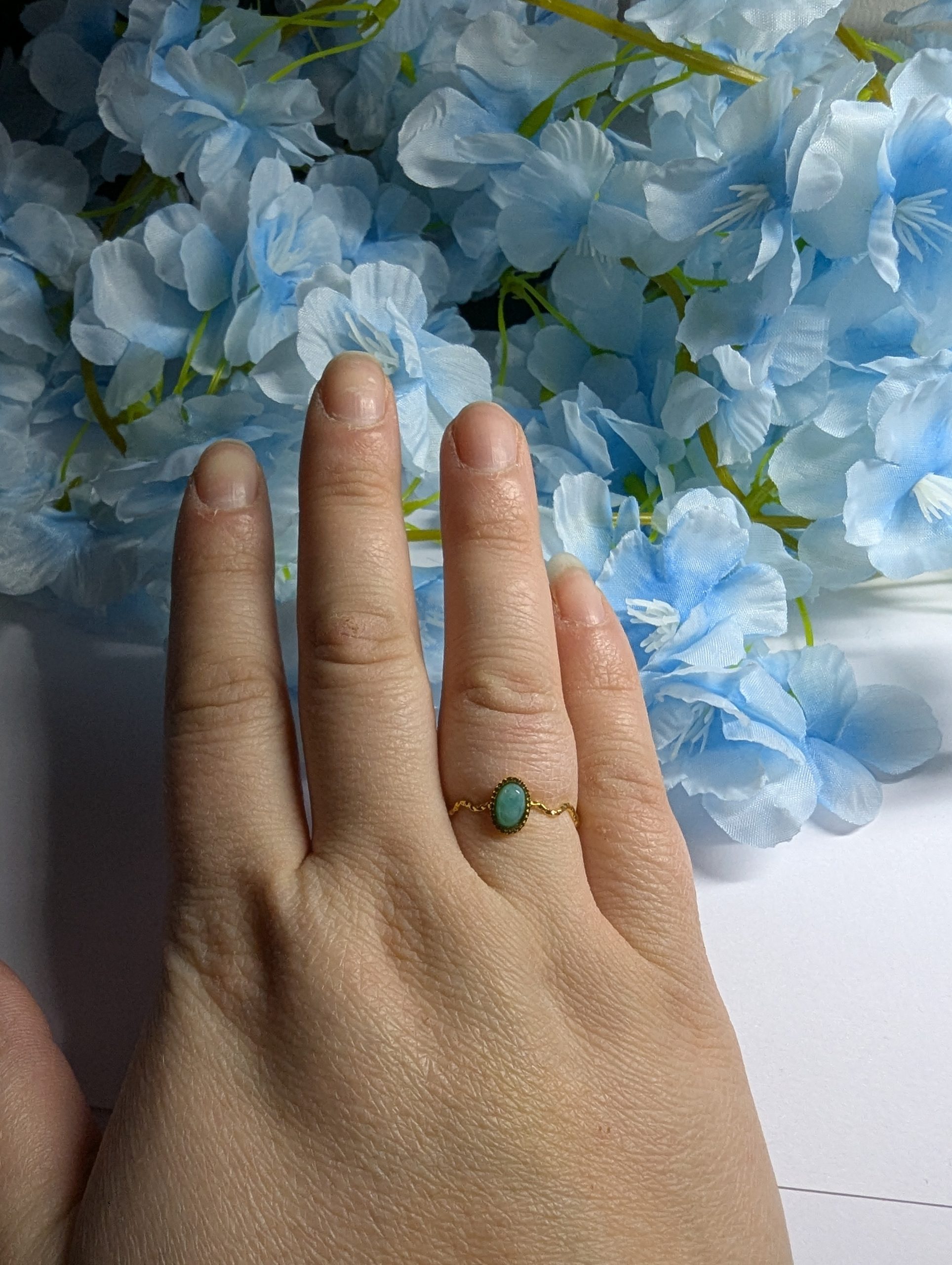 bague avec pierre amazonite
