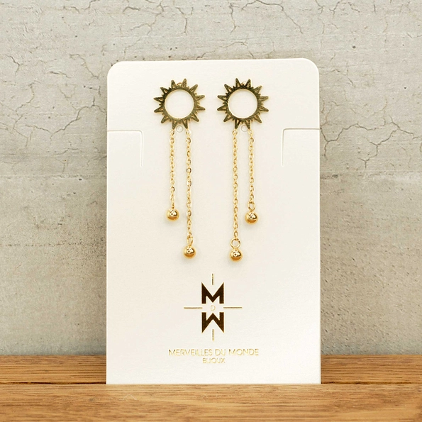 boucles d'oreilles pendante avec des soleils