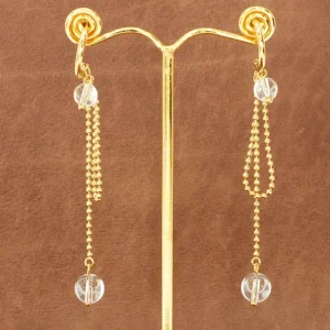 Boucles d'oreilles pendante avec boule de cristal