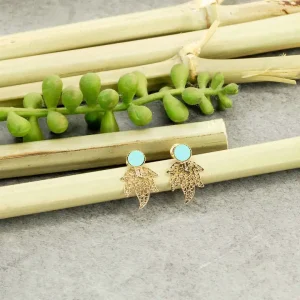 Boucles d'oreilles doré et turquoise