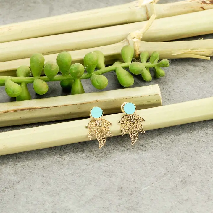 Boucles d'oreilles doré et turquoise