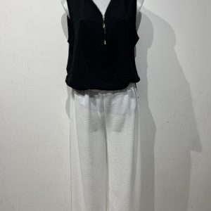 ensemble haut noir + pantalon blanc