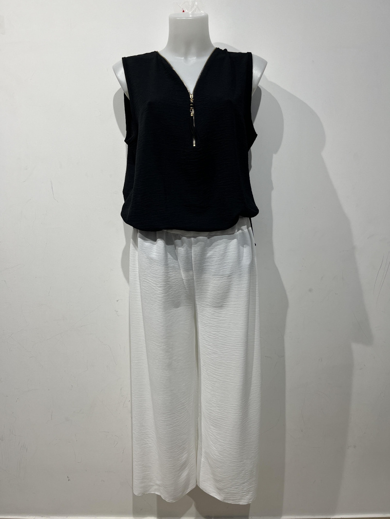 ensemble haut noir + pantalon blanc