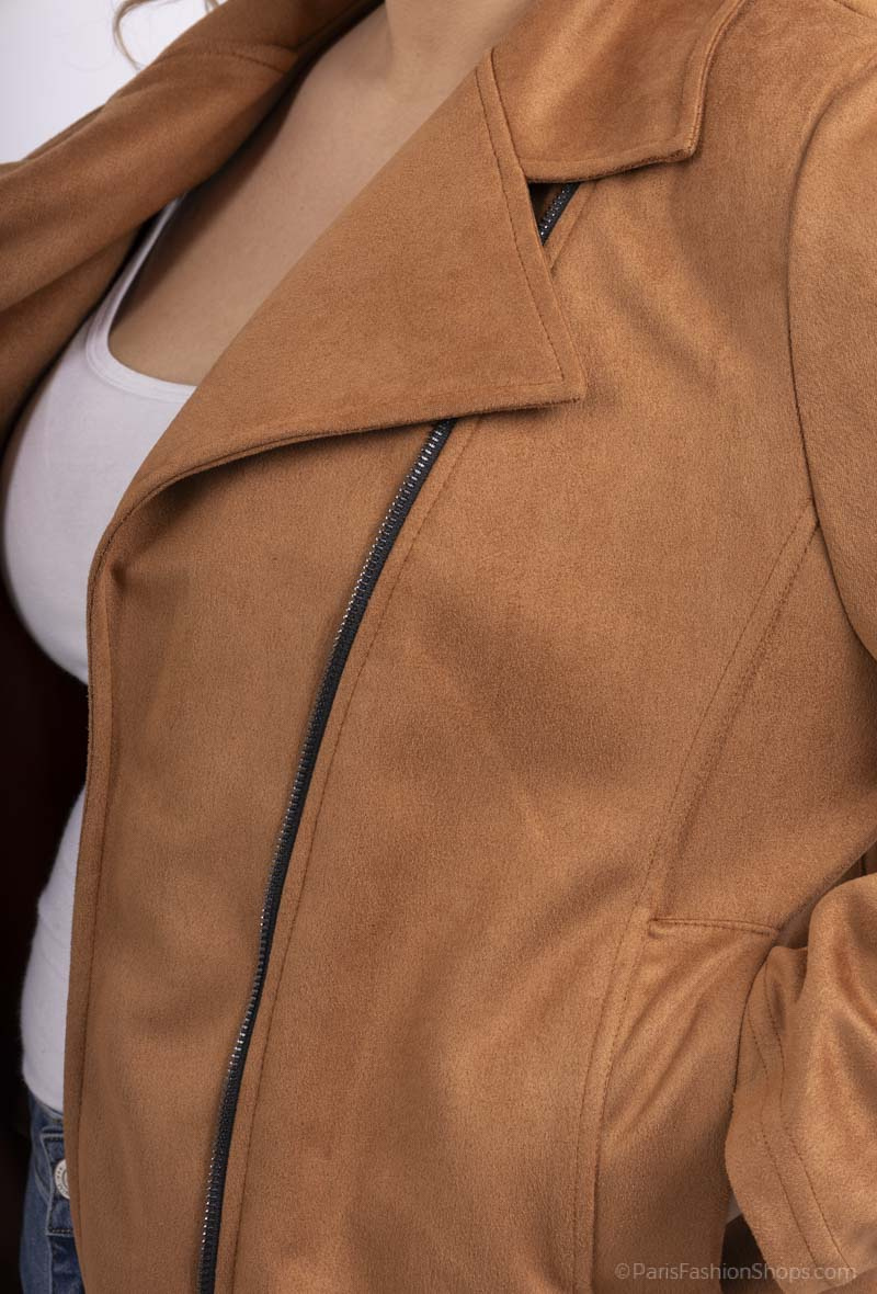 veste en suedine camel
