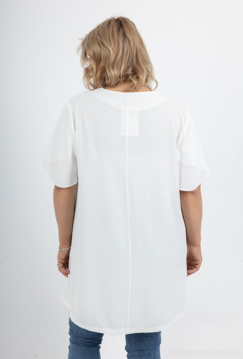 t shirt manche papillon blanc
