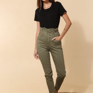 jeans kaki taille haute