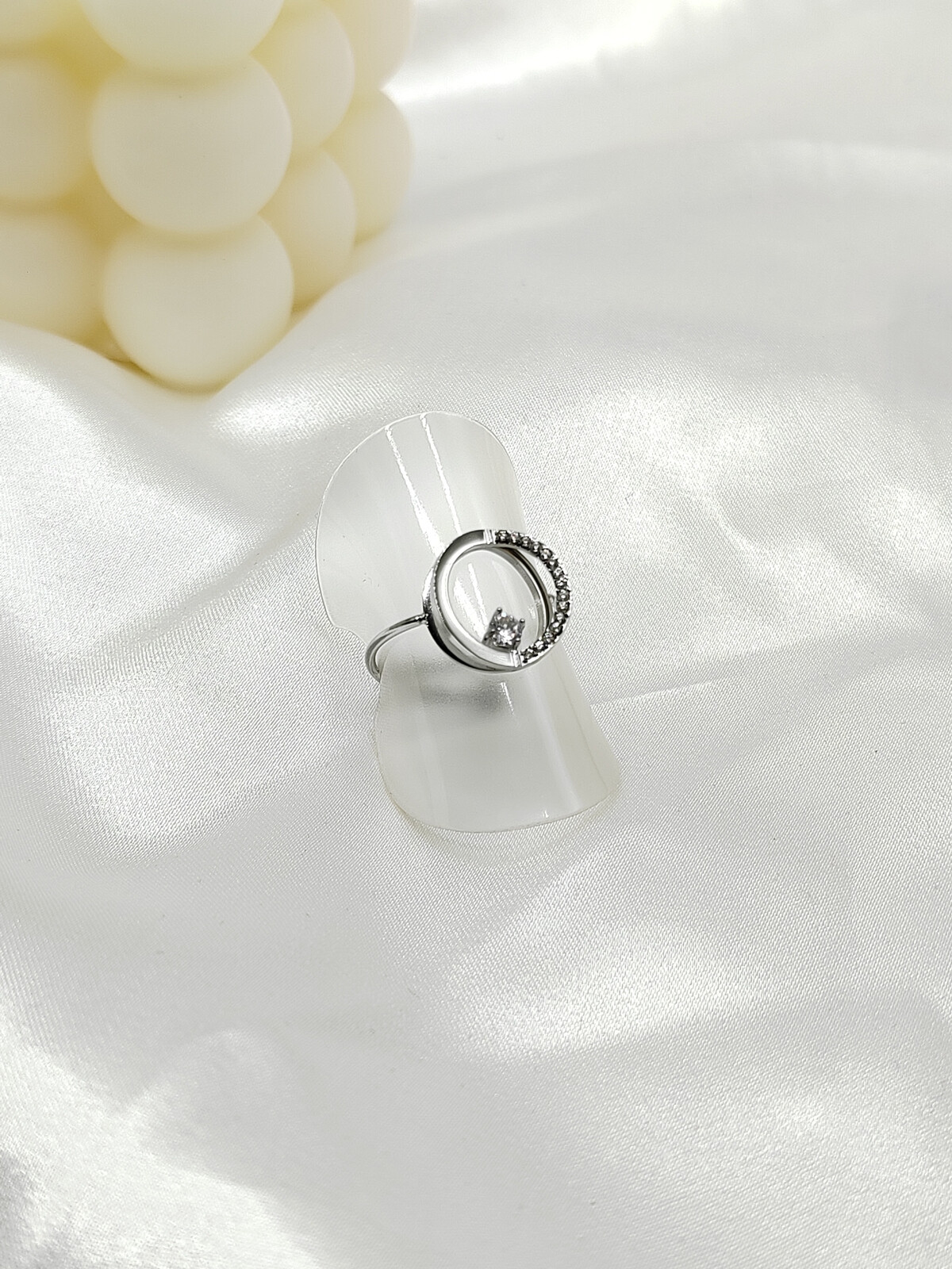 bague reglable en acier inoxydable avec strass