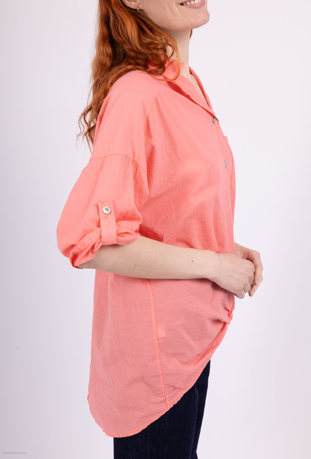chemise rose coeur argent
