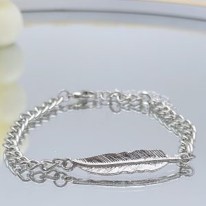 bracelet plume en acier inoxydable
