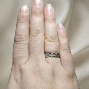 Bague Ajustable Double Anneau Deux Étoiles Acier Inoxydable