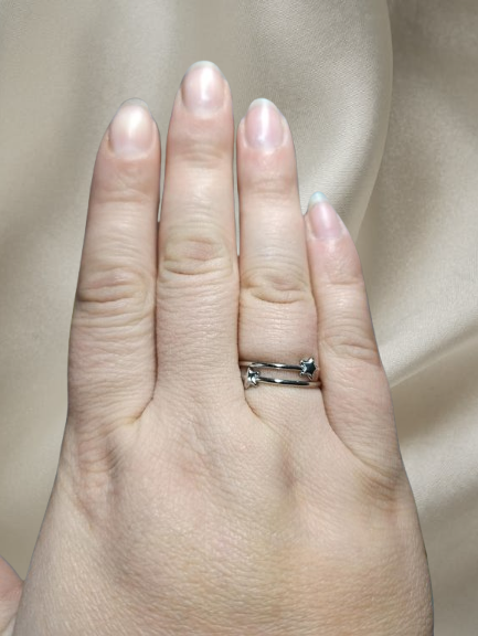 Bague Ajustable Double Anneau Deux Étoiles Acier Inoxydable