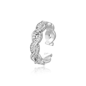 Bague Jonc Tressé Infini et Cristaux Acier Inoxydable