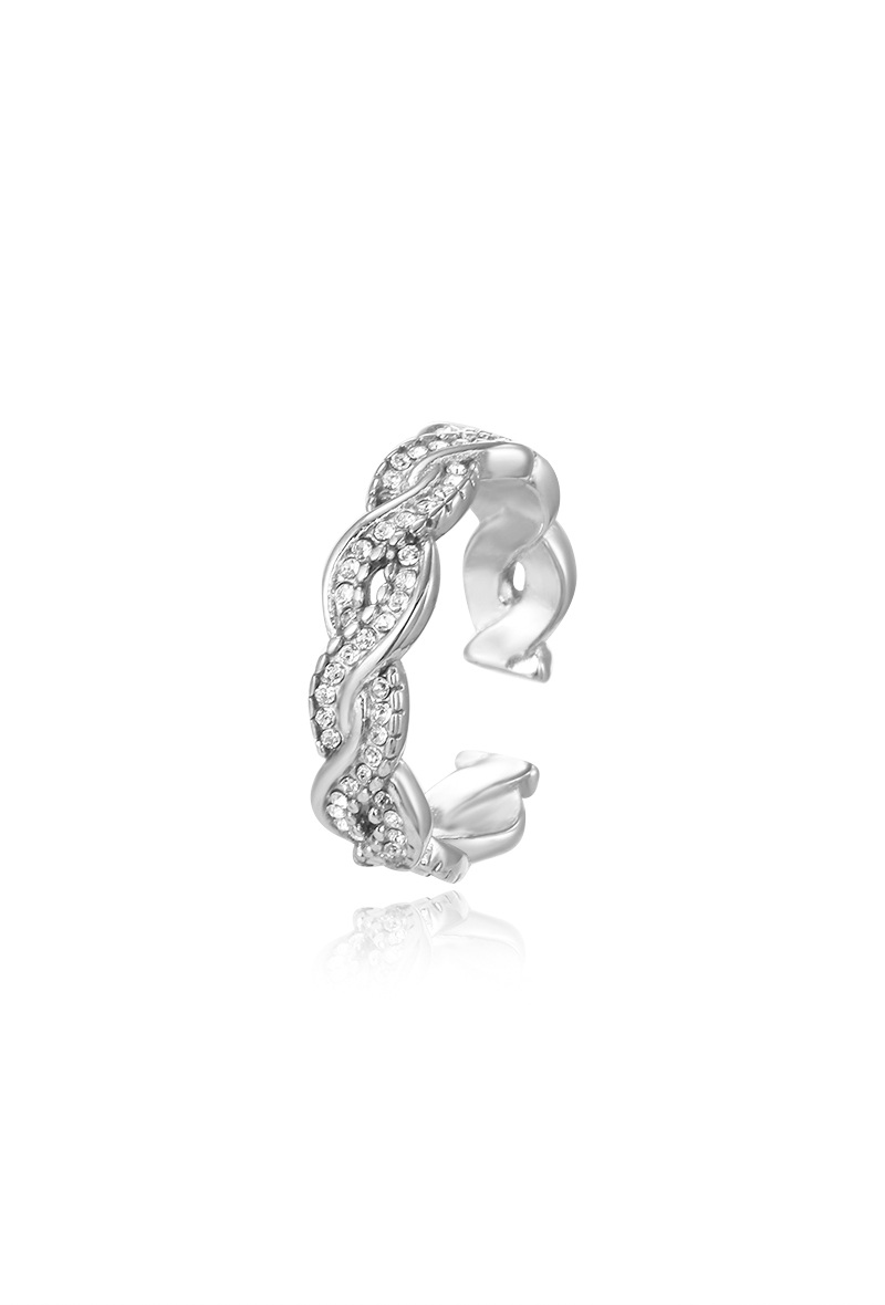 Bague Jonc Tressé Infini et Cristaux Acier Inoxydable