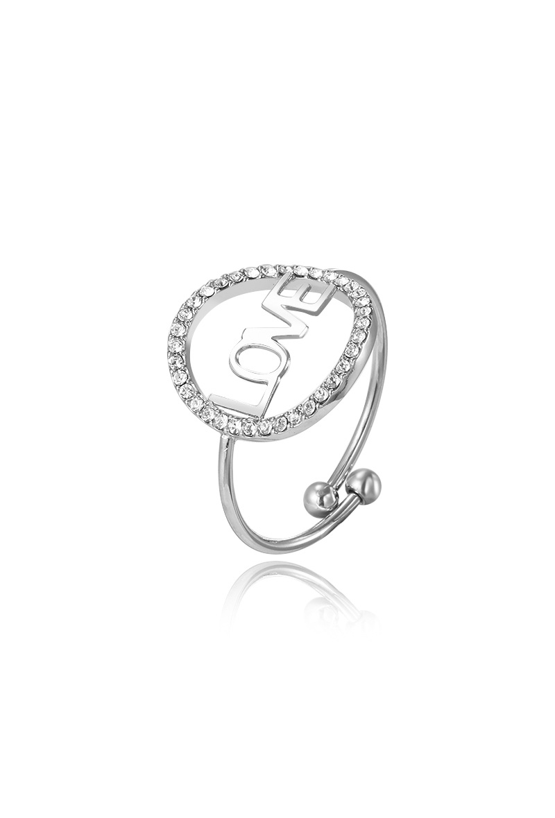 Bague “LOVE” en Acier Inoxydable avec Strass Argenté