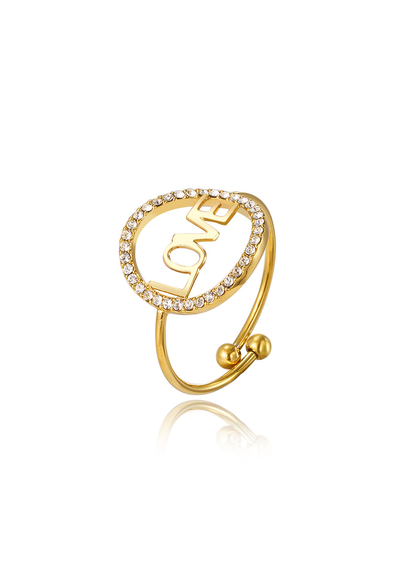Bague “LOVE” en Acier Inoxydable avec Strass Doré