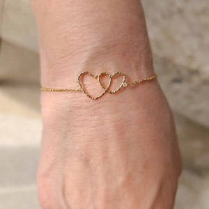 bracelet coeur entrelacés en or en acier inoxydable