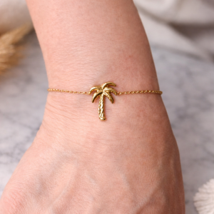 bracelet palmier or en acier inoxydable