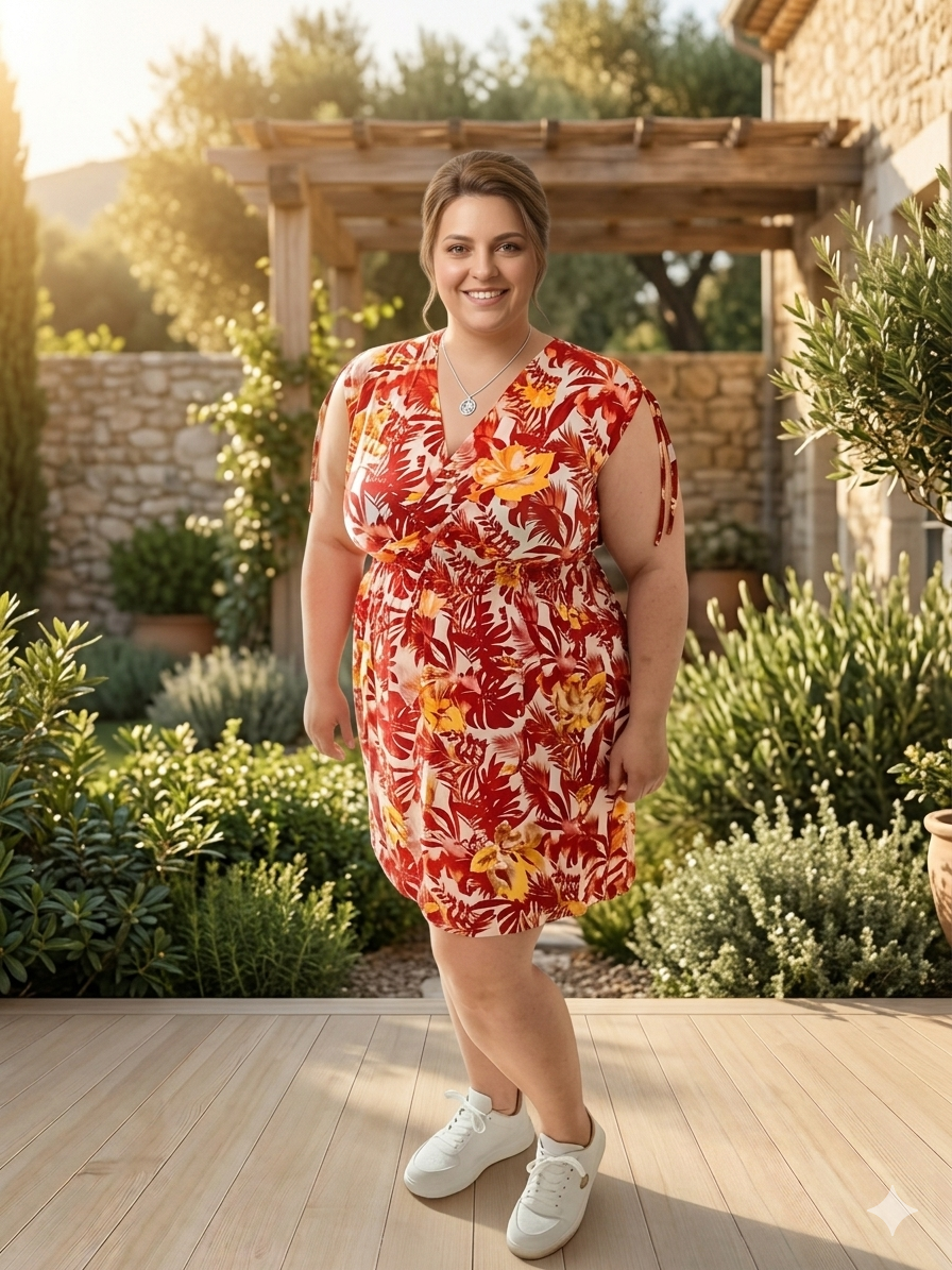 robe magique courte de couleur marron avec feuillage dorée
