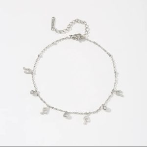 Bracelet de Cheville en Acier Inoxydable Argenté - Charms Notes de Musique et Strass